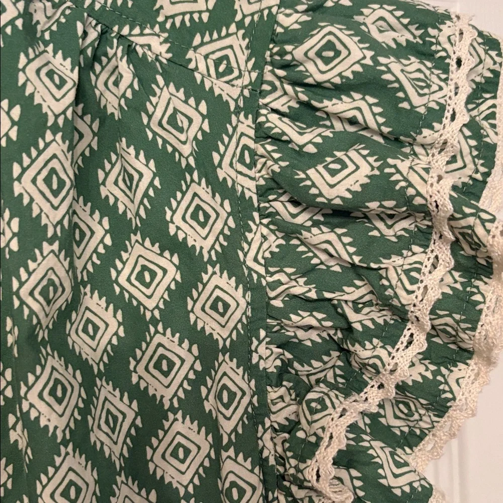 Block Print Ruffle Sleeve Mini Dress - Picture 5 of 6